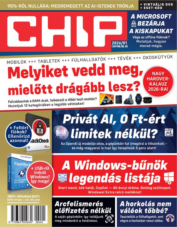 CHIP magazin borító 2026. január