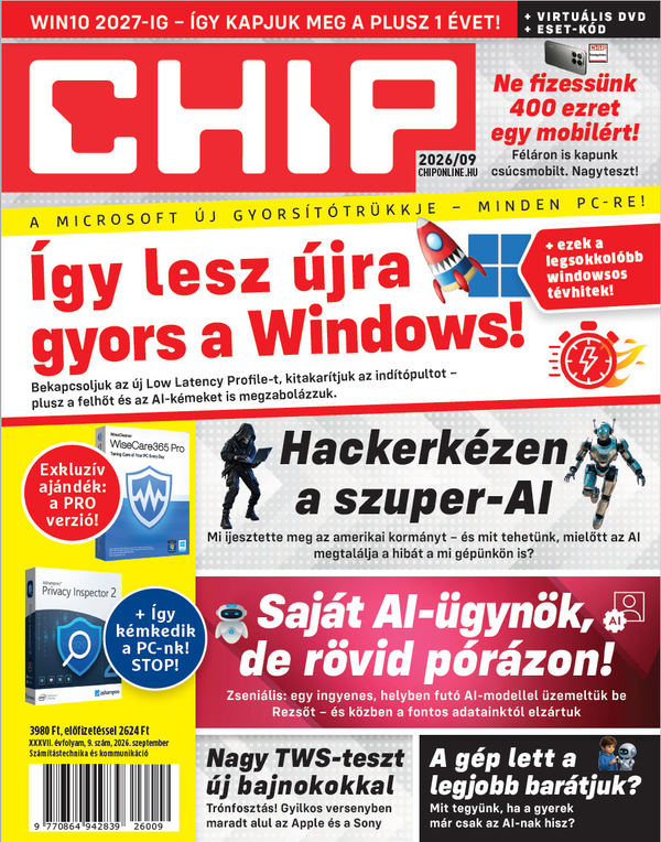 CHIP magazin 2026 szeptember címlap borító